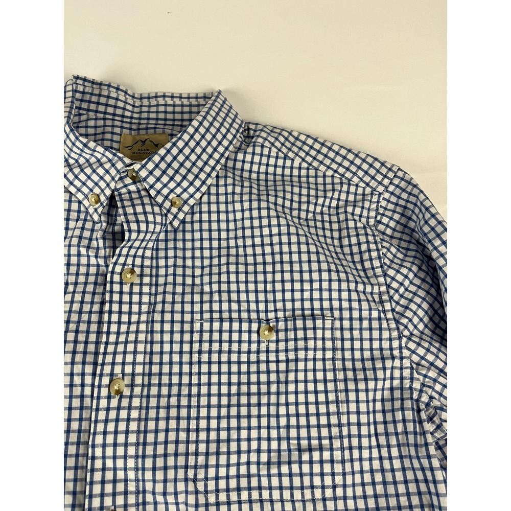 Blue Mountain Men Plaid Long Sleeve Button Down Shirt‎ Size L
